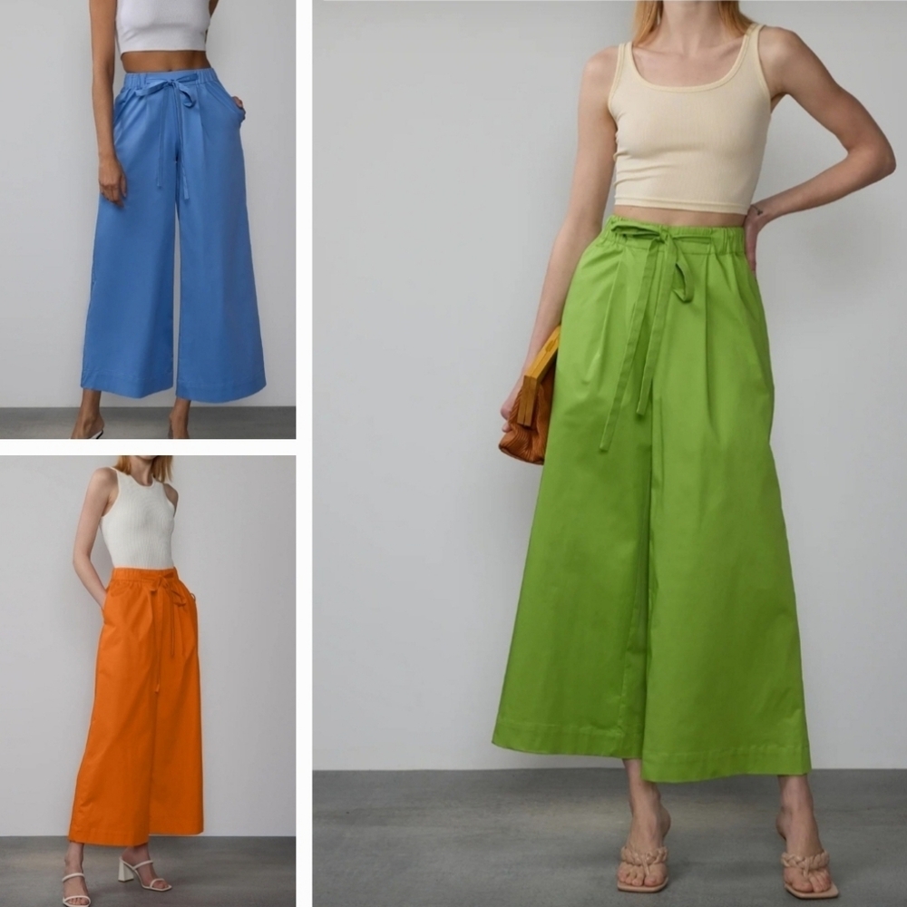 New York & Company Wide-Leg Pants in Blue, Green, and Orange
